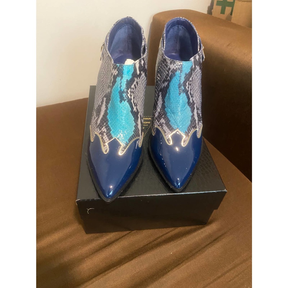 Blue snake print bootie
